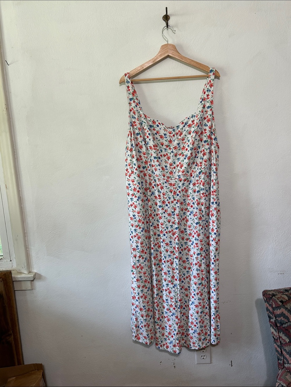 Old Navy Red, White, and Blue Ditsy Floral Maxi Dress